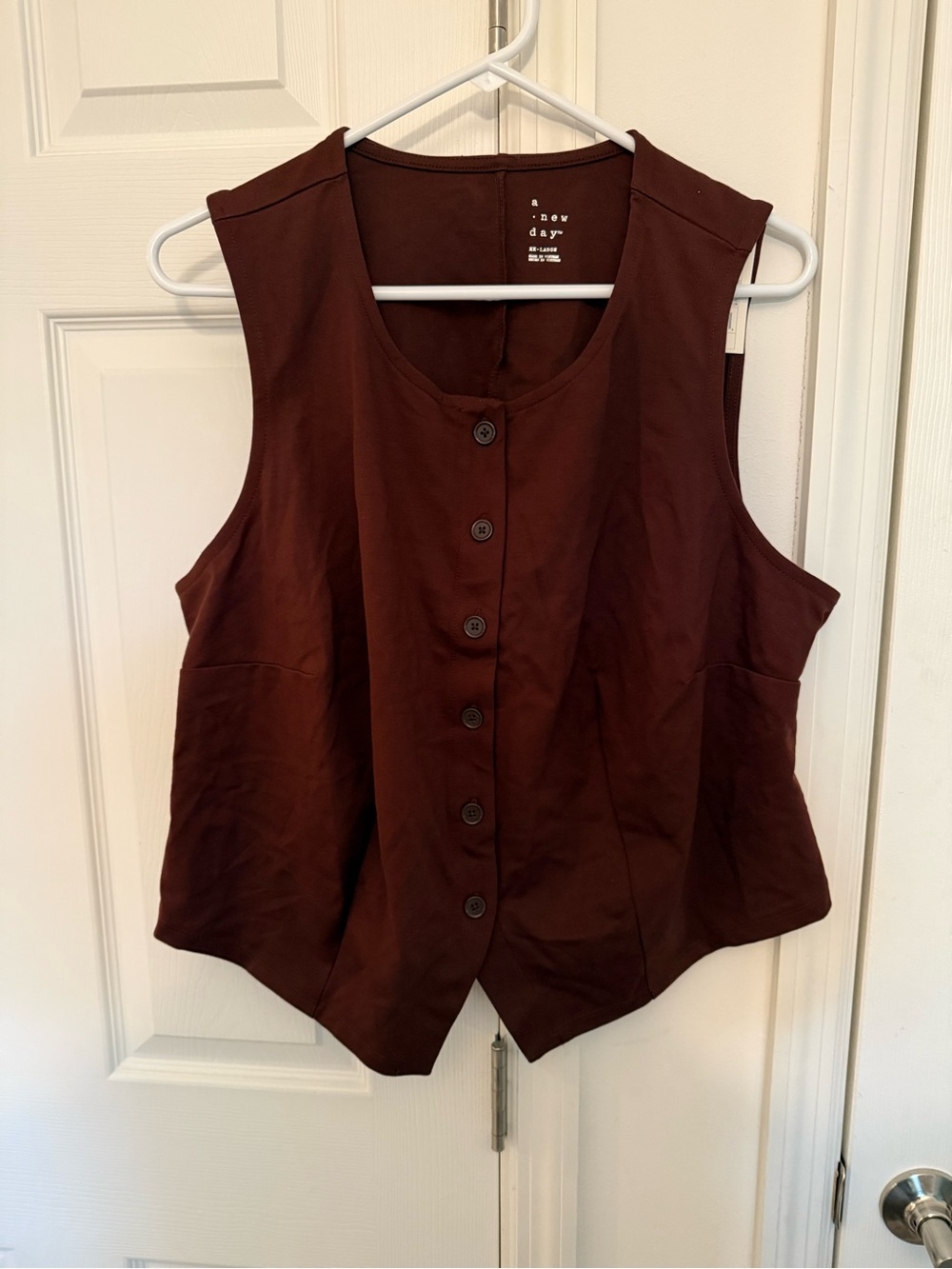 a new day Brown Button-Front Sleeveless Vest